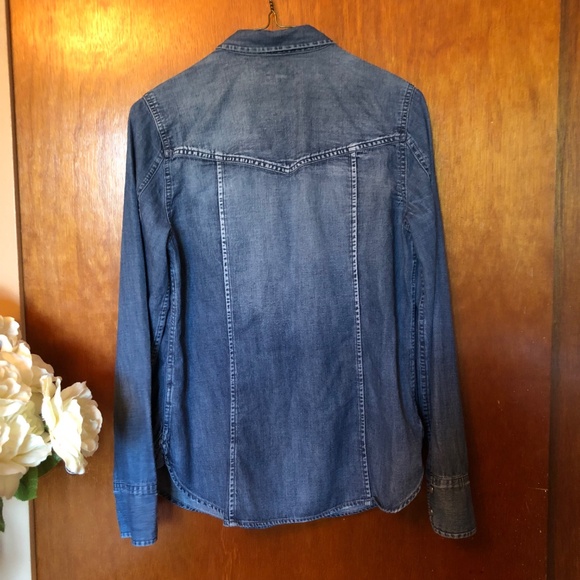 J. Crew Western Denim Shirt, faux MOP snaps - Picture 4 of 4